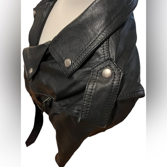Wilsons Soft Leather Womens Cropped Moto Jacket Black Size M Biker Baddie - Picture 4 of 16